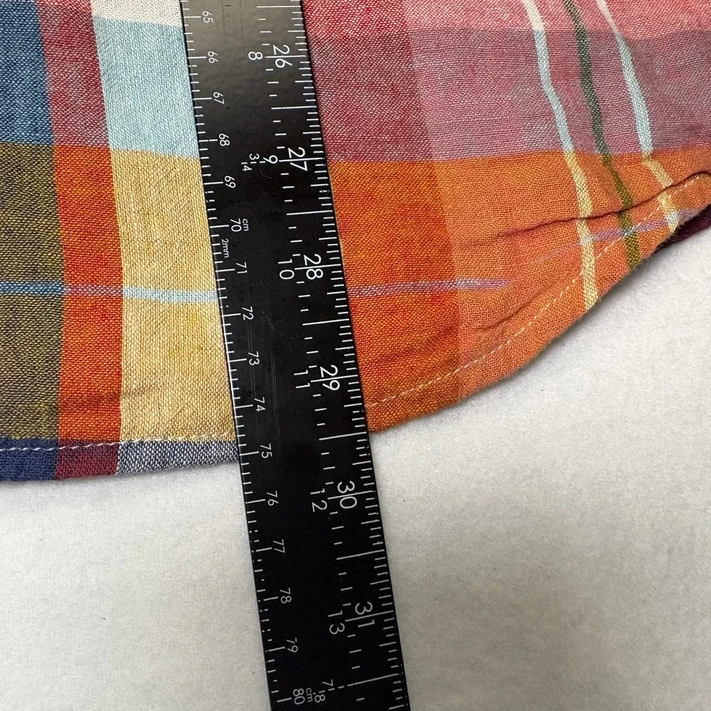 Levi's Short Sleeve Shirt M Multicolor Plaid Linen Blend Relaxed Fit Button Down
